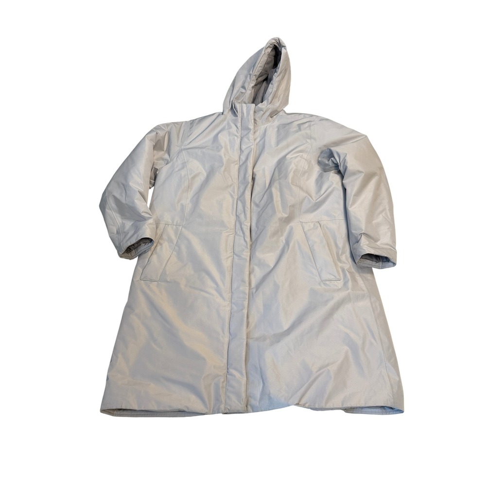 Lands End Primaloft Insulated Parka Coat Womens 1X Silver Gray Excellent Long